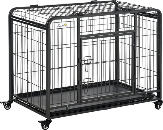 Cage pour chien animaux sur roulettes pliable 3 portes plateau