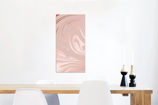 Décoration murale Métal - Peinture Aluminium Industriel - Marbre - Or rose - Luxe - 40x80 cm - Dibond - Photo sur aluminium - Décoration murale industrielle - Pour le salon/chambre