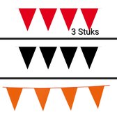 3 maal Vlaggenlijn Rood/ Zwart / Oranje , 30 meter totaal, Verjaardag, Themafeest