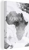 Canvas Wereldkaart - 20x30 - Wanddecoratie Wereldkaart - Afrika - Verf