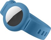 Siliconen bandje - hoesje - geschikt voor AirTag - polsbandje - blauw