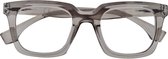 Noci Eyewear KCU027 leesbril Livia sterkte +5.00 Transparant grijs - inclusief opbergpouch - Groot montuur