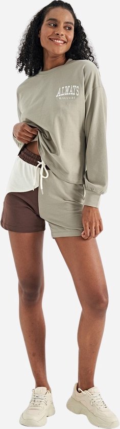 La Pèra Tweedelige Set - Dames - Twinset - Sweater en Korte broek - Beige - Kledingset - Loungewear - L