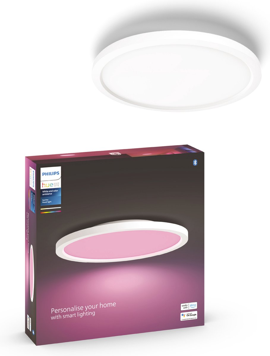 Philips Hue Surimu paneellamp – wit en gekleurd licht – wit – rond — afbeelding 1