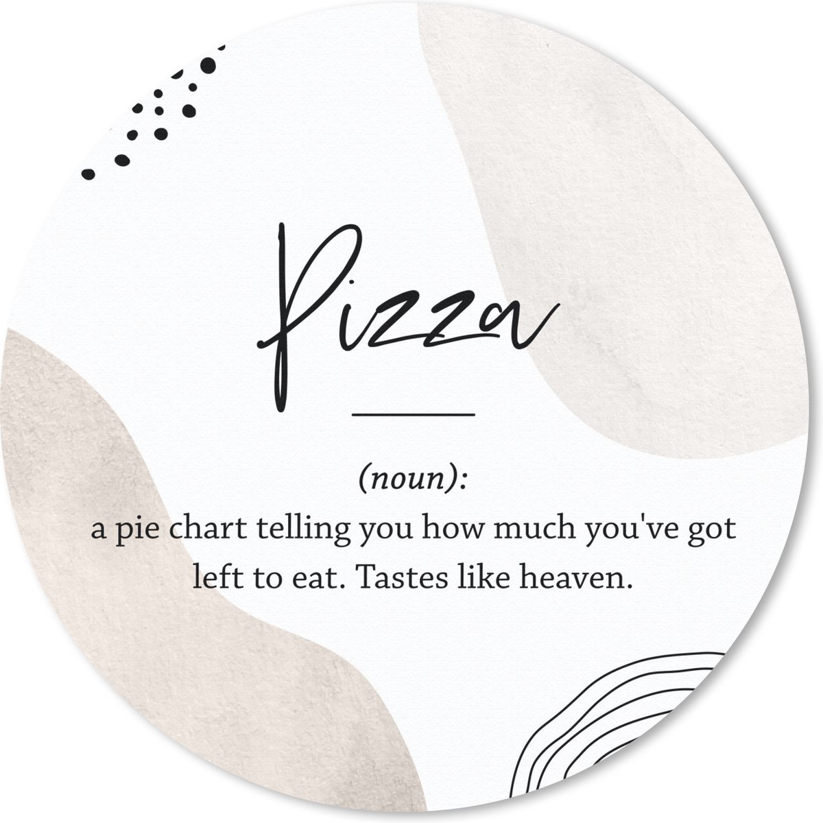 Muismat rond 30x30 cm - Mousepad Woordenboek - Quotes - Pizza - Spreuken - Pizza definitie - Ronde muismatten
