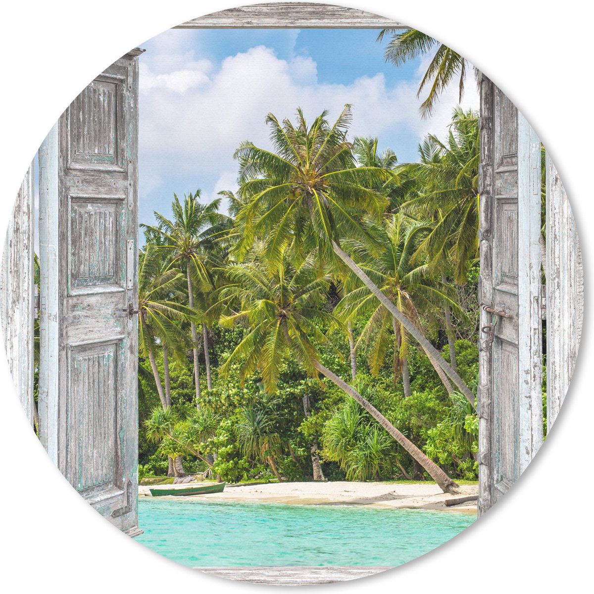Muismat rond 50x50 cm - Mousepad Palm - Zee - Doorkijk - Tropisch - Ronde muismatten