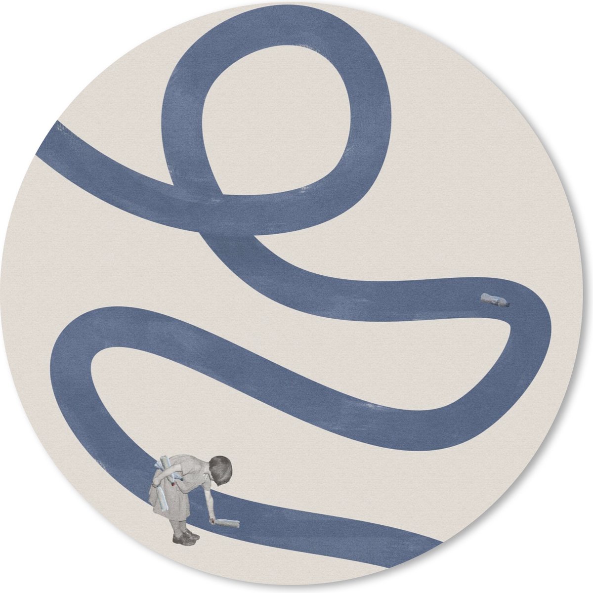 Muismat rond 40x40 cm - Mousepad Meisje - Recycle - Vintage - Ronde muismatten