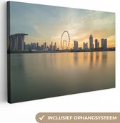 Canvas Schilderij Skyline Singapore - 120x80 cm - Wanddecoratie