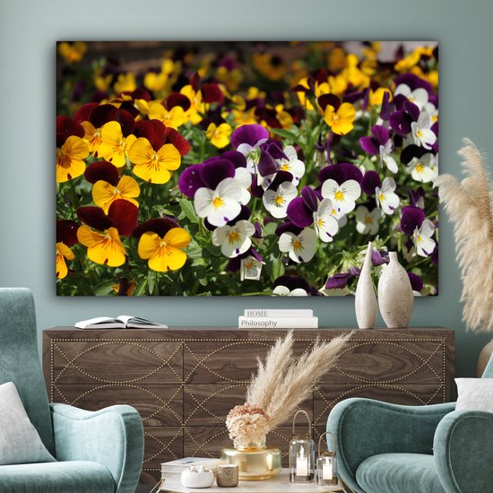 Toile Peinture Violettes Colorées - 180x120 cm - Décoration murale XXL