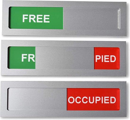 Schuifbordje Free - occupied Aluminium -100 mm x 28 mm - 4 mm dik dus ...