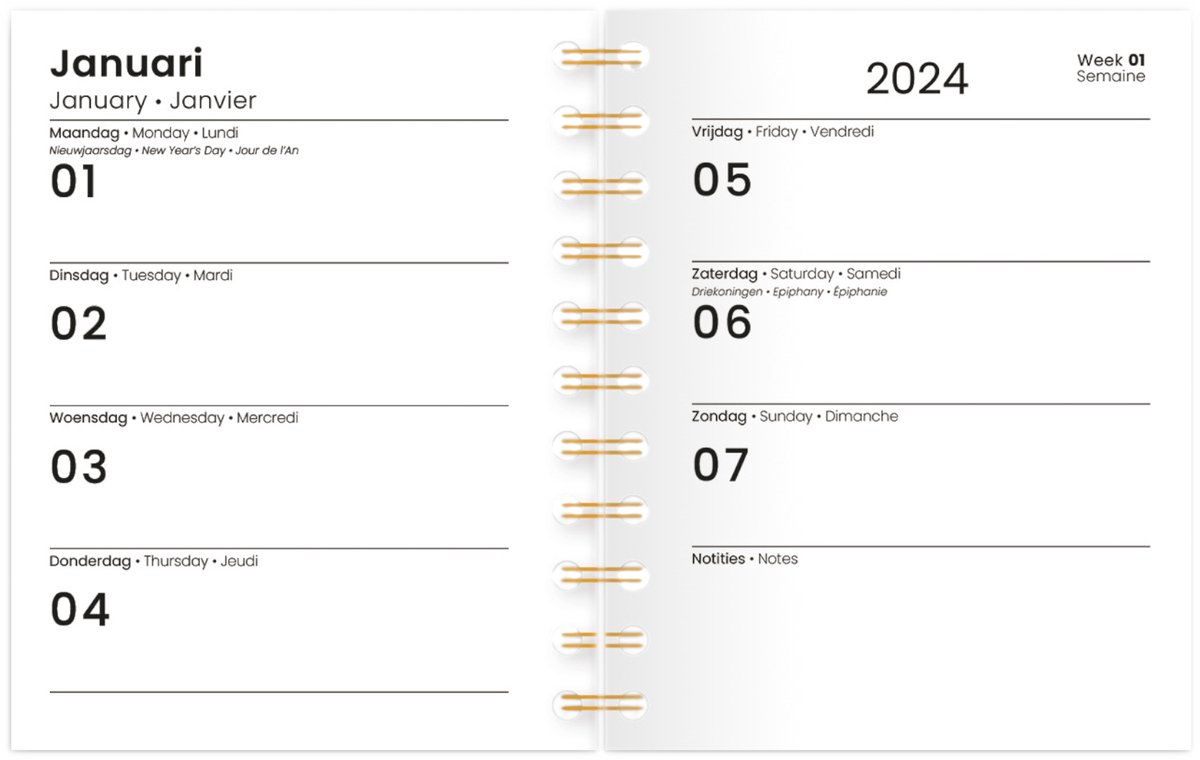 Agenda spirale 2024 Pigma Colibri 1j/p