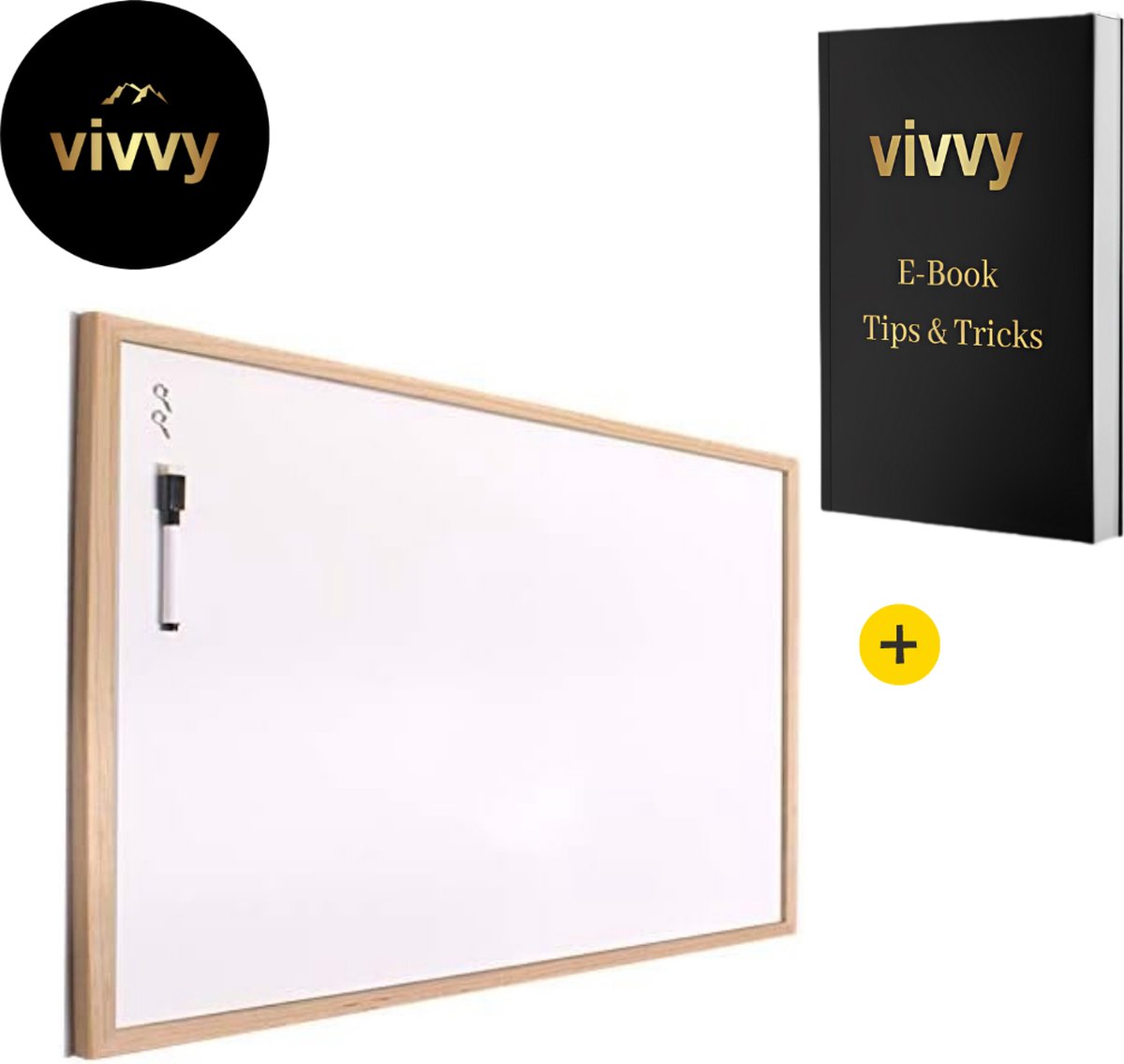 Whiteboard - Whiteboard Magnetisch 2 In 1 - Whiteboard Weekplanner Ophangbaar - 100% Tevredenheidsgarantie - 60*90 Cm - Houten Frame