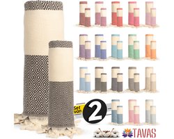 Rome Set van 2 | Hamamdoek 100x180 cm en Handdoek 50x90 cm 100% Katoen Spa Backpack Sauna Strandlaken Zwart