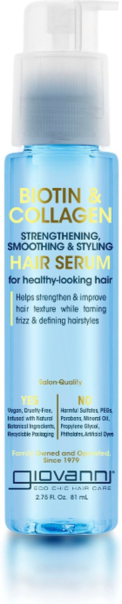 Giovanni Cosmetics-Biotin & Collagen Hair Strengthening, Smoothing & Styling Serum - 81ml
