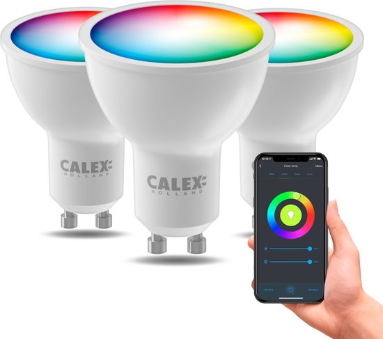 Calex Slimme Lamp - Wifi LED Verlichting - GU10 - Smart Lichtbron - Dimbaar - RGB en Warm Wit - 4.9W
