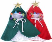 Kerstponcho Groen voor kleine hond of kat Maat L