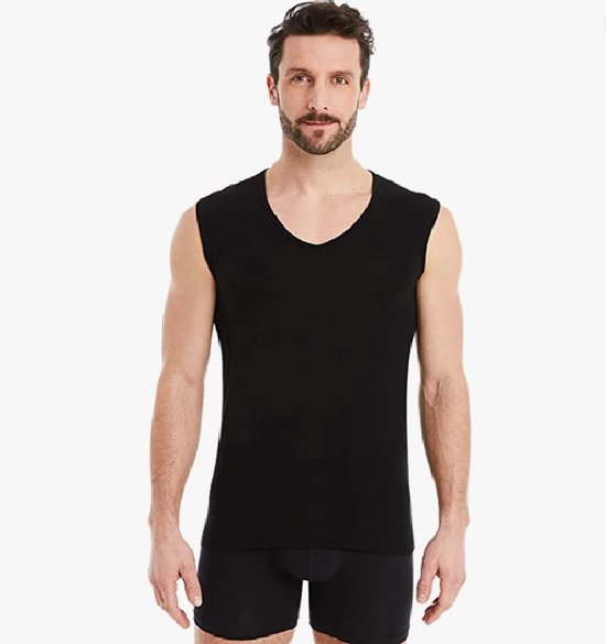 T-shirt - Mouwloos - V hals - 2pack - Onderhemd - Maat 5XL- Zwart