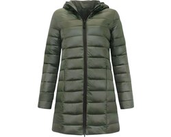 Lange Puffer Jas Dames Parka - Winterjassen Dames - Dubbelzijdig - Slim Fit - 2161A - Groen