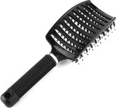 Frazimashop-Haarborstel- Everzwijnhaar -kleur zwart-Antiklit haarborstel - Detangle Brush - kappers haarborstel -voor alle haartypen borstel | varkenshaar bostel- Voor Mannen en Vrouwen- voor pruiken en weaves