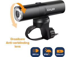 Giyo Fietsverlichting - sterk MTB licht 800 lumen - anti-verblinding - IP66 waterdicht