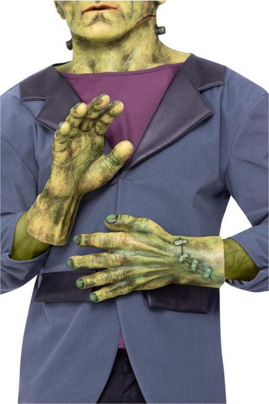 Smiffy's - Frankenstein Kostuum - Frankenstein Latex Handschoenen - Groen - Halloween - Verkleedkleding