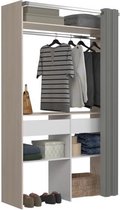 Dekselset - Garderobe + 2 laden + Etage - Chene en wit decor - L 119 x H 203 x D 48 cm