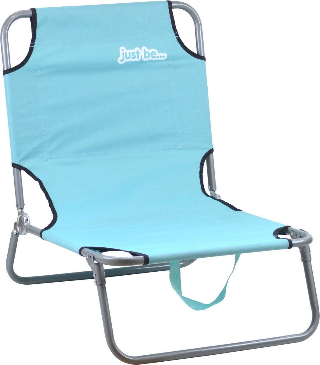 Just be - opvouwbare strandstoel - campingstoel - ligstoel - lichtgewicht - met opbergvakken - draagbaar (lichtblauw)