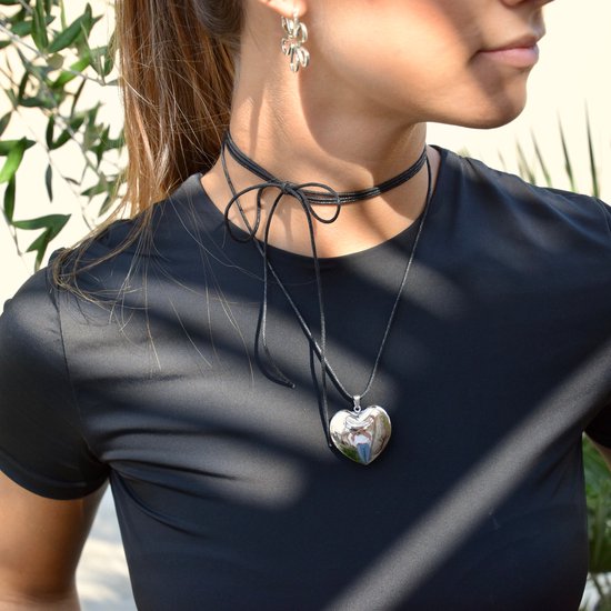Ketting Fashion Heart [Zilver,Goud] | Stainless steel met een mooie zilveren plating - 200 cm koord | Buddha Ibiza
