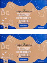 2x Feuilles de lessive HappySoaps - Bandes de lavage - Lingettes détergentes - Lessive colorée et Witte - 35 pièces
