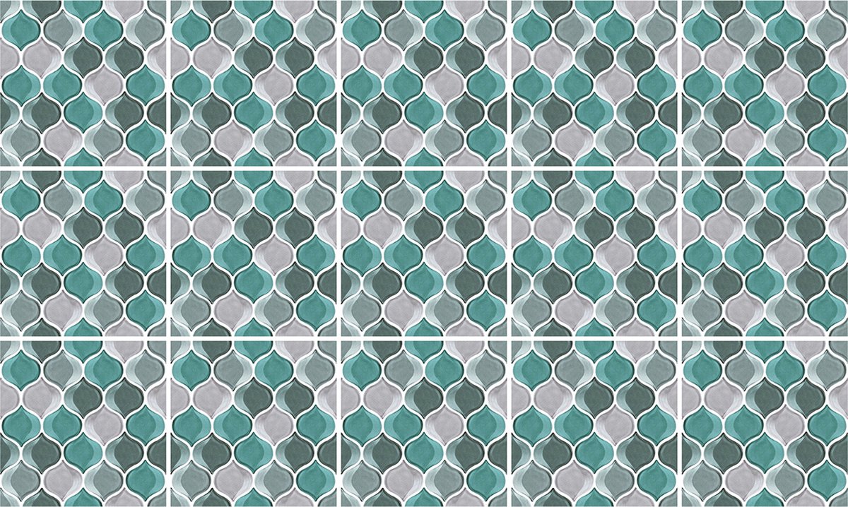 Plaktegels - Zelfklevende Tegels - 15x15 cm - Ulticool - Geometrische Figuren Groen Grijs - 15 stuks Decoratie Sticker Tegels - Plakfolie Tegelstickers - Wanddecoratie - Sticktiles - Badkamer - Keuken