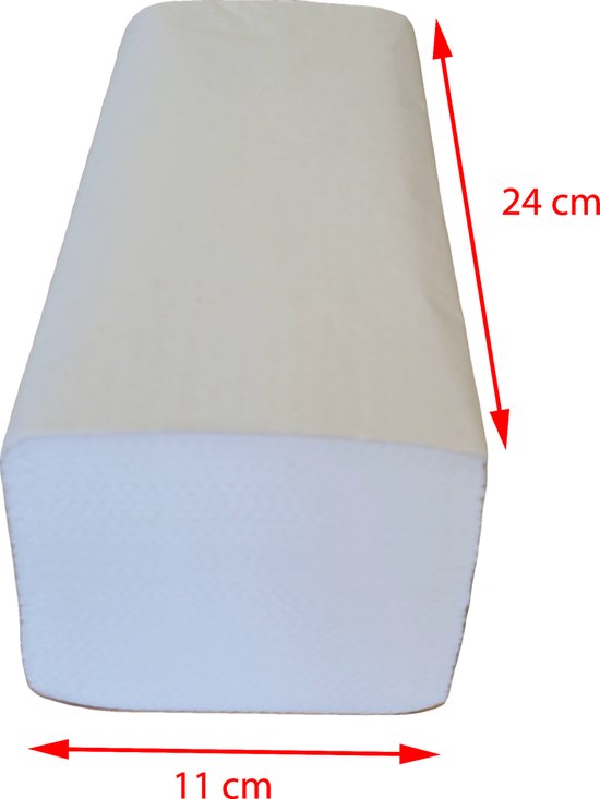 Witte papieren handdoek, 24 cm hoog, 11 cm breed, Z-vouw.