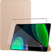 Tablet Hoes + Screenprotector geschikt voor Xiaomi Pad 6 – Tempered Glass - Extreme Shock Case - Goud