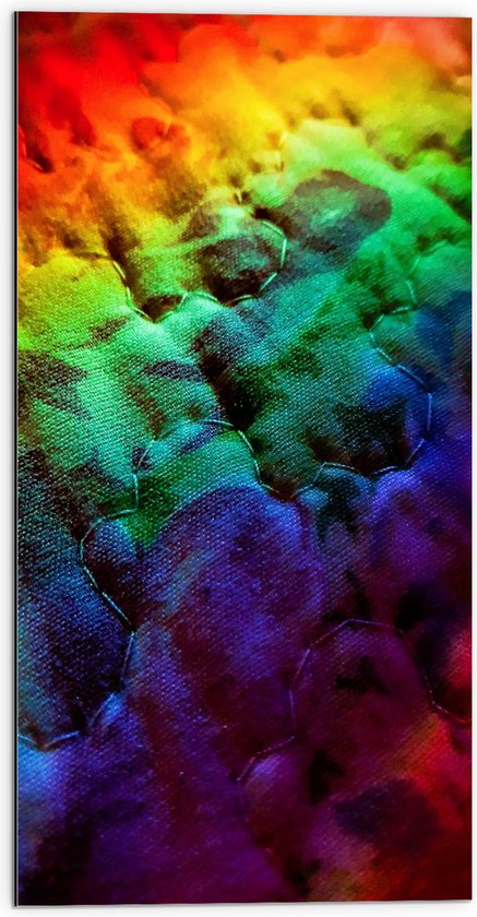 Dibond - Stof - Kleuren - Regenboog - 50x100 cm Foto op Aluminium (Wanddecoratie van metaal)