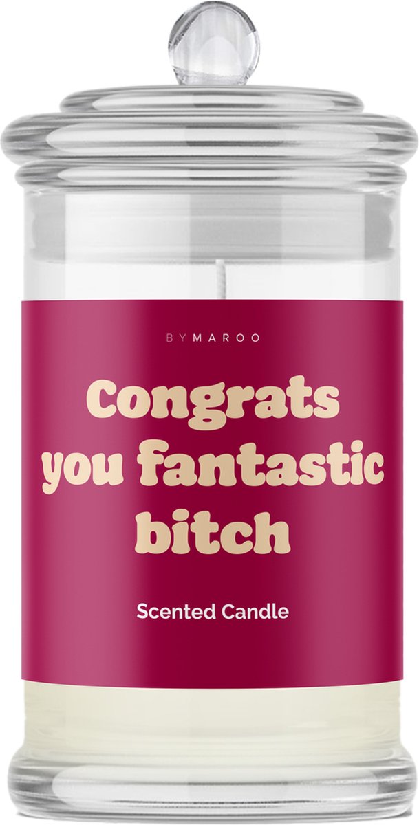Grappig Verjaardag Cadeau Vrouw - By Maroo Geurkaars met Tekst Cotton in Glas - Fantastic Bitch - Giftset vrouwen, moeder, vriendin, zus, oma, mama - Cadeautjes voor Haar Volwassenen