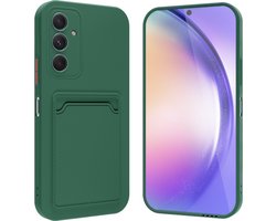 ShieldCase Silicone Hoesje met Pasjeshouder – Geschikt voor Samsung Galaxy A14 4G/5G – Donkergroen