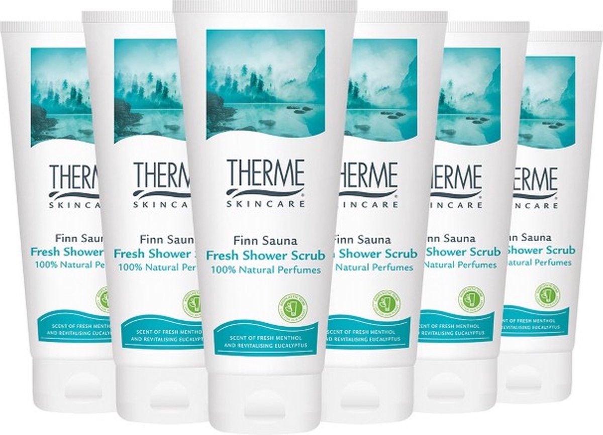 Goedkoopste Therme Fresh Shower Scrub Finn Sauna - 6 x 75 ml - Voordeelverpakking