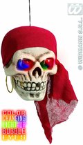 Widmann - Piraat & Viking Kostuum - Piratenschedel Met Kleuren Licht 40 Centimeter - Rood, Wit / Beige - Halloween - Verkleedkleding