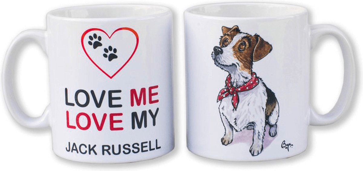 Mok beker hond paard Jack Russell komisch