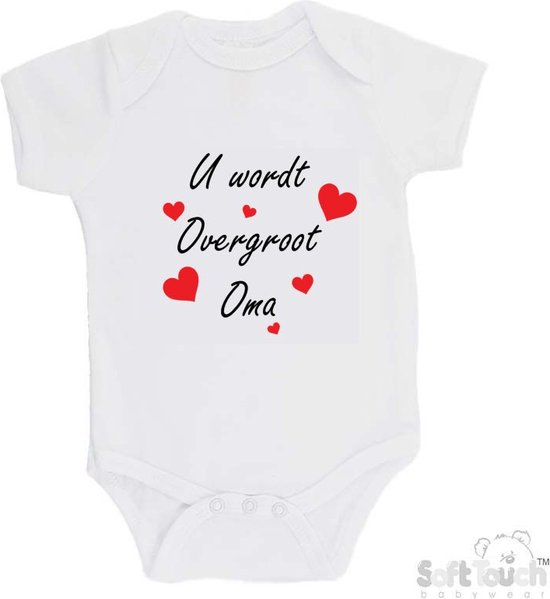 Barboteuse Soft Touch "Tu vas être arrière grand-mère" Unisexe Katoen Wit/noir/rouge Taille 56/62 Annonce de Grossesse - Annonce de grossesse - Annonce de grossesse