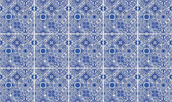 Ulticool Decoratie Sticker Tegels - Muurcirkel voor Binnen Mandala Blauw - 15x15 cm - 15 stuks Plakfolie Tegelstickers - Plaktegels Zelfklevend - Sticktiles - Badkamer - Keuken