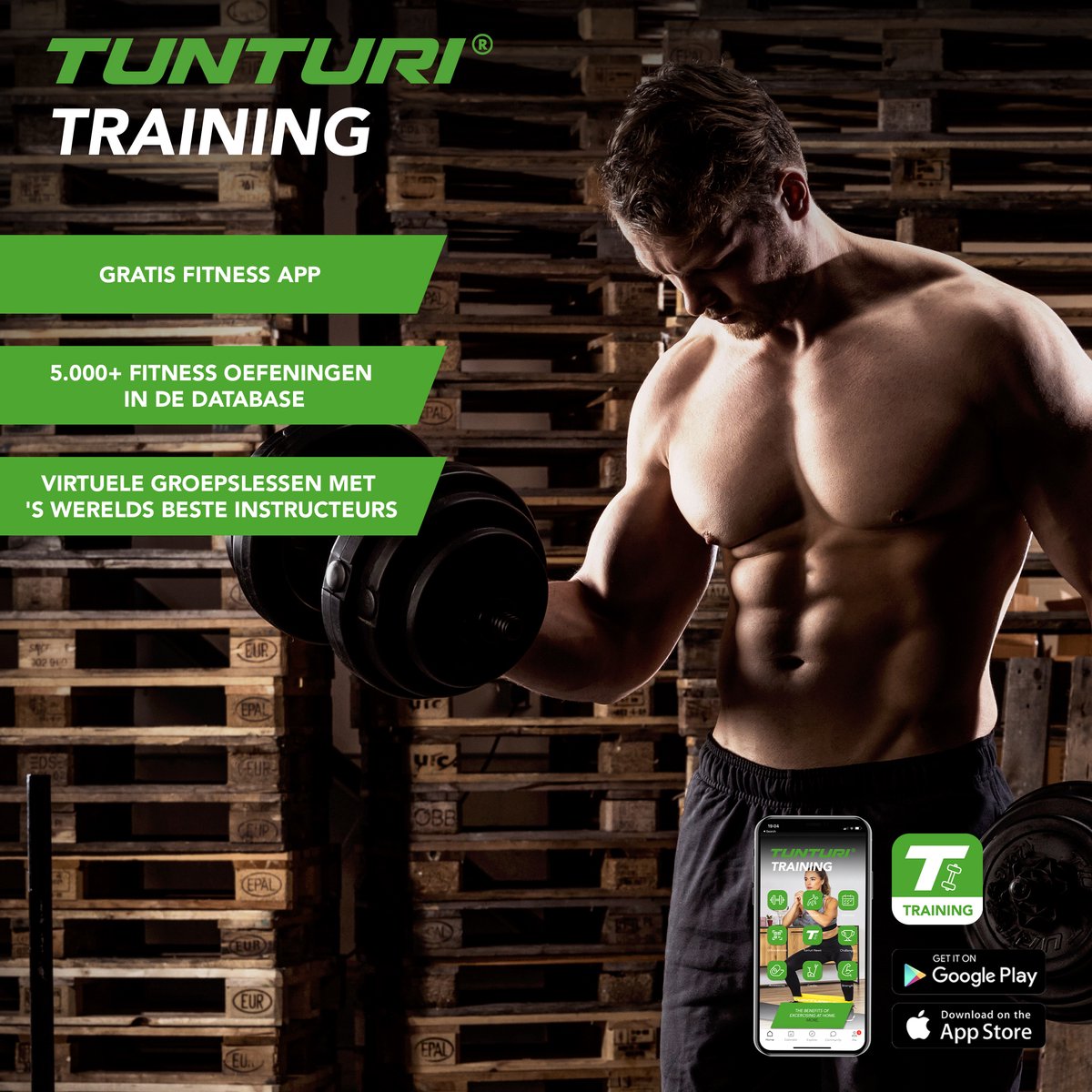 Tunturi Dumbbellset - Halterset - Totaal 15 kg - Zwart Vinyl - Incl. gratis fitness app – foto 8