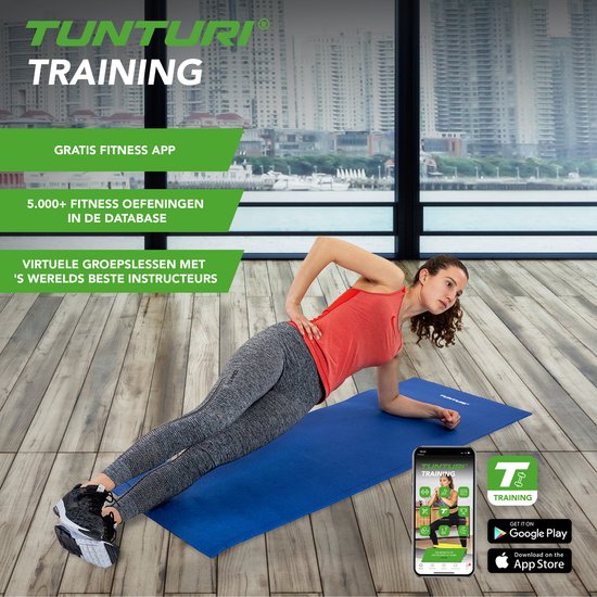 Tunturi XPE Fitnessmat - Oefenmat - 160 cm x 60 cm x 0,7 cm - Zwart - Incl. gratis fitness app