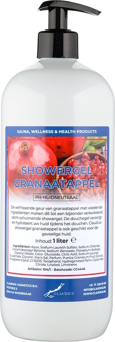 Goedkoopste Claudius Douchegel Granaatappel 1 liter - met gratis pomp - Showergel