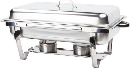Alora Chafing Dish Chrome 6 bakken - Voedsel Verwamer - Voedsel Warmhouden - met Deksel - Buffetwarmer - Roestvrij Staal - Warmhoudplaat - Bain Maria - Warmhoudbakken - Warmhoudschalen — afbeelding 2