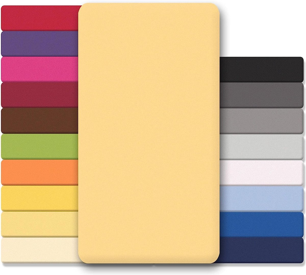 Lucina Hoeslaken Jersey Katoen Stretch 30cm Hoge Hoek - licht geel 90x200cm - 100x200cm