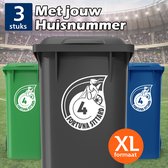 Fortuna Sittard Container Stickers XL - Voordeelset 3 stuks - Huisnummer - Voetbal Sticker voor Afvalcontainer / Kliko - Klikosticker