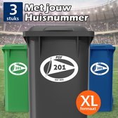 PSV Container Stickers XL - Voordeelset 3 stuks - Huisnummer - Voetbal Sticker voor Afvalcontainer / Kliko - Klikosticker