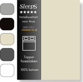 Sleeps Zacht Katoenen Topper Hoeslaken Crème 180x210 cm - Glad Katoen - Perfecte Pasvorm - Heerlijk Zacht