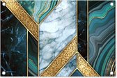 Tuindecoratie Marmer - Mozaïek - Goud - 60x40 cm - Tuinposter - Tuindoek - Buitenposter