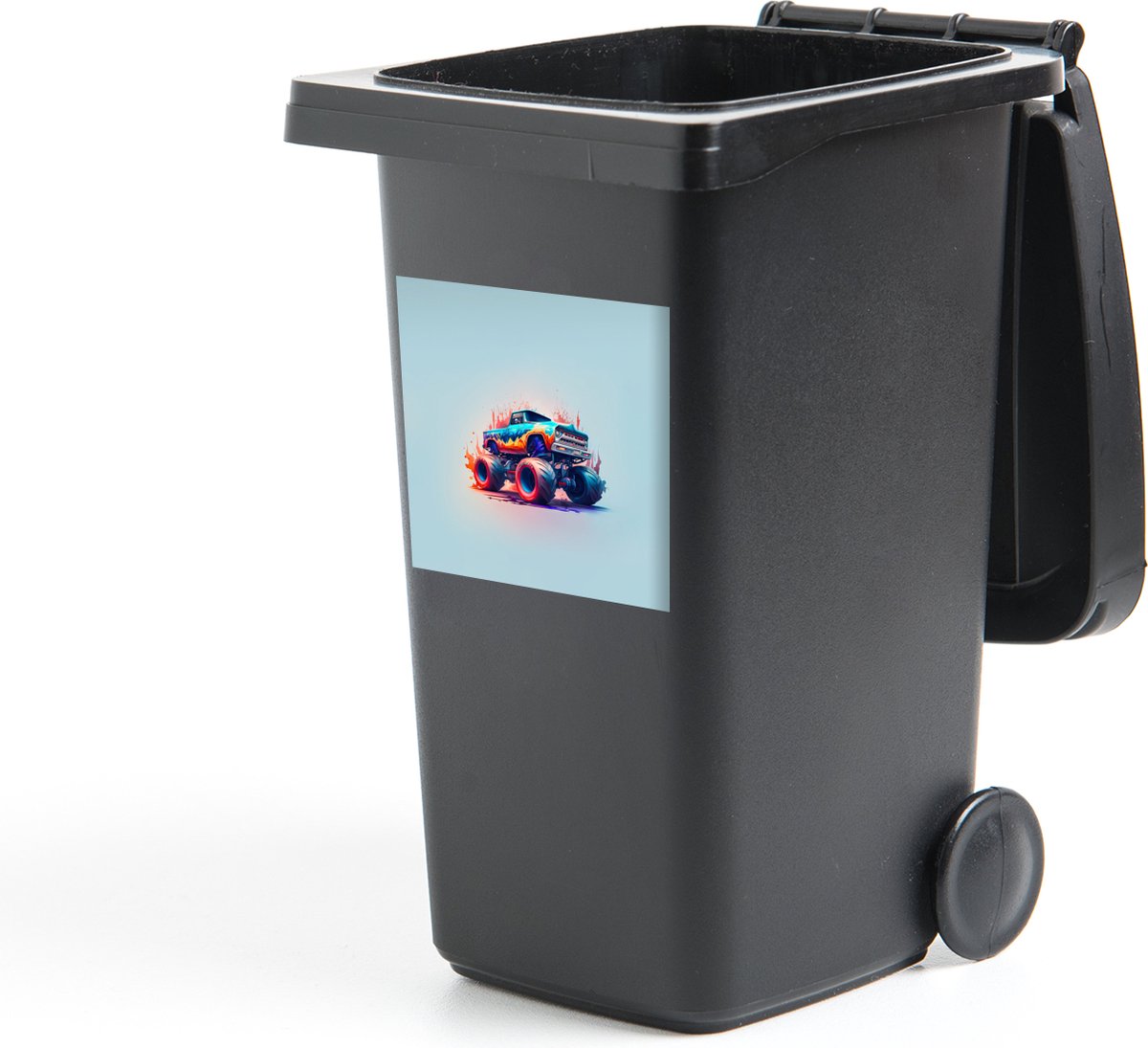 Container sticker Monstertruck - Vlammen - Blauw - Verf - Design - 40x40 cm - Kliko sticke